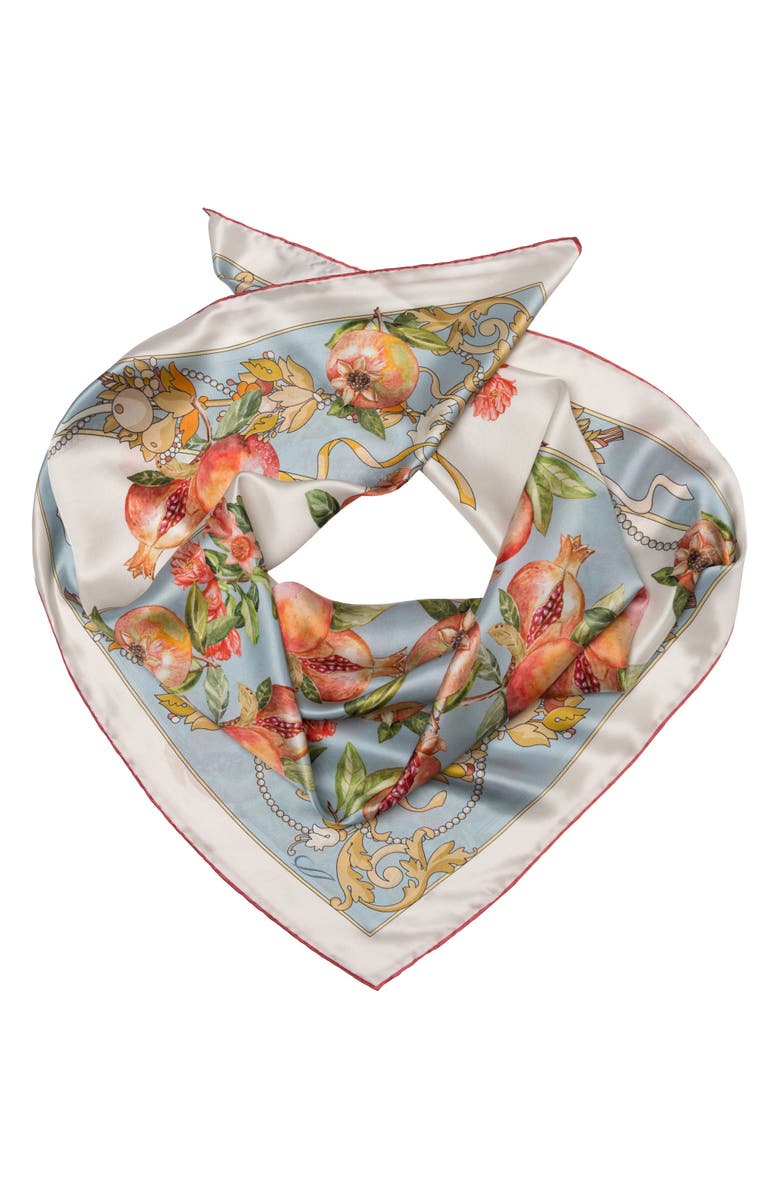 Elizabetta Melograno - Hand Rolled Silk Foulard for Women, Main, color, Powder Blue