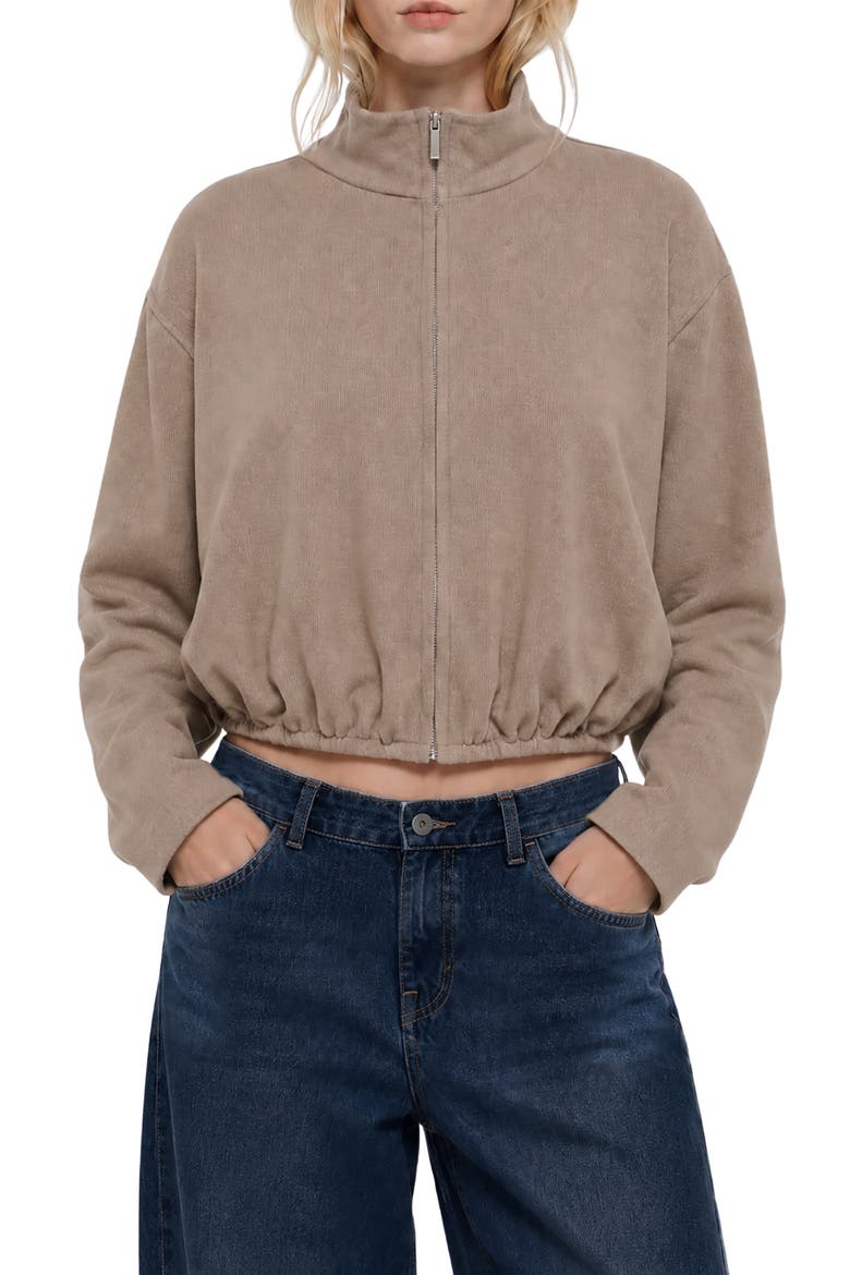 Tori Zip Front Cropped Cardigan, Main, color, TAPIOCA HEATHER