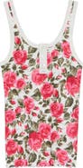 Chloé Roses Print Rib Henley Tank