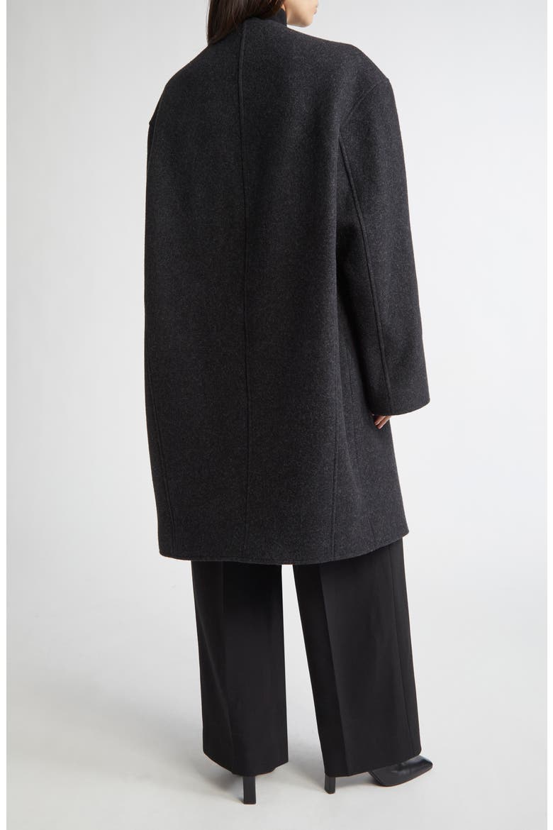 Collarless Felted Wool Blend Coat, Alternate, color, CHARCOAL MELANGE
