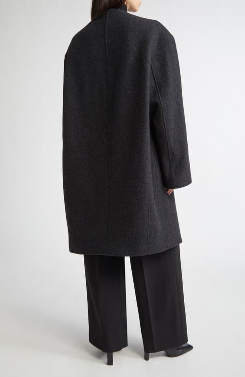 Totême Toteme Collarless Felted Wool Blend Coat In Black