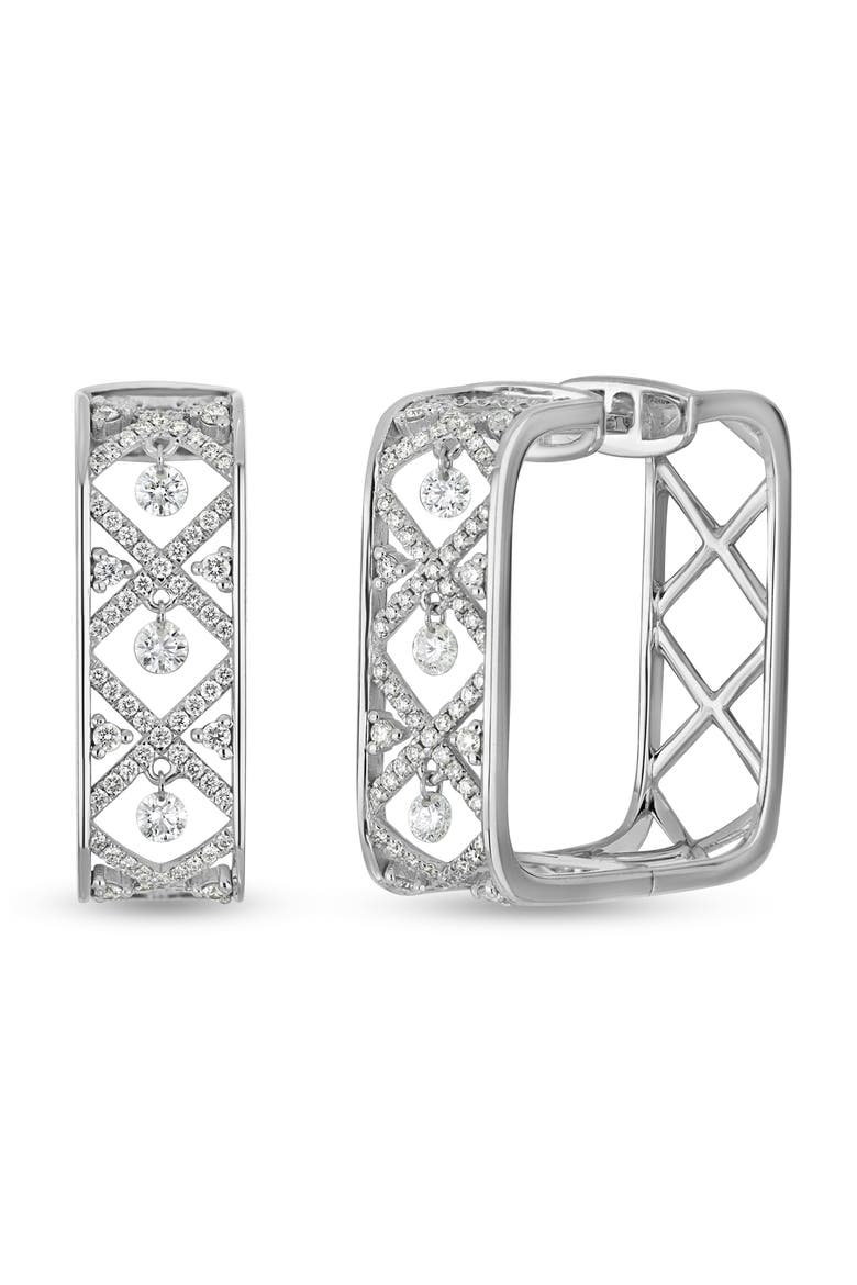 Audrey Dancing Diamond Hoop Earrings, Main, color, 18K WHITE GOLD