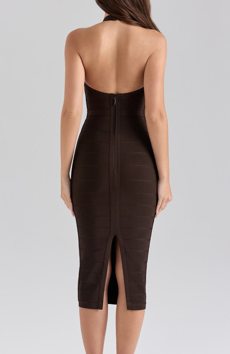HOUSE OF CB The Supermodel Halter Neck Bandage Midi Dress, Alternate, color, Chocolate