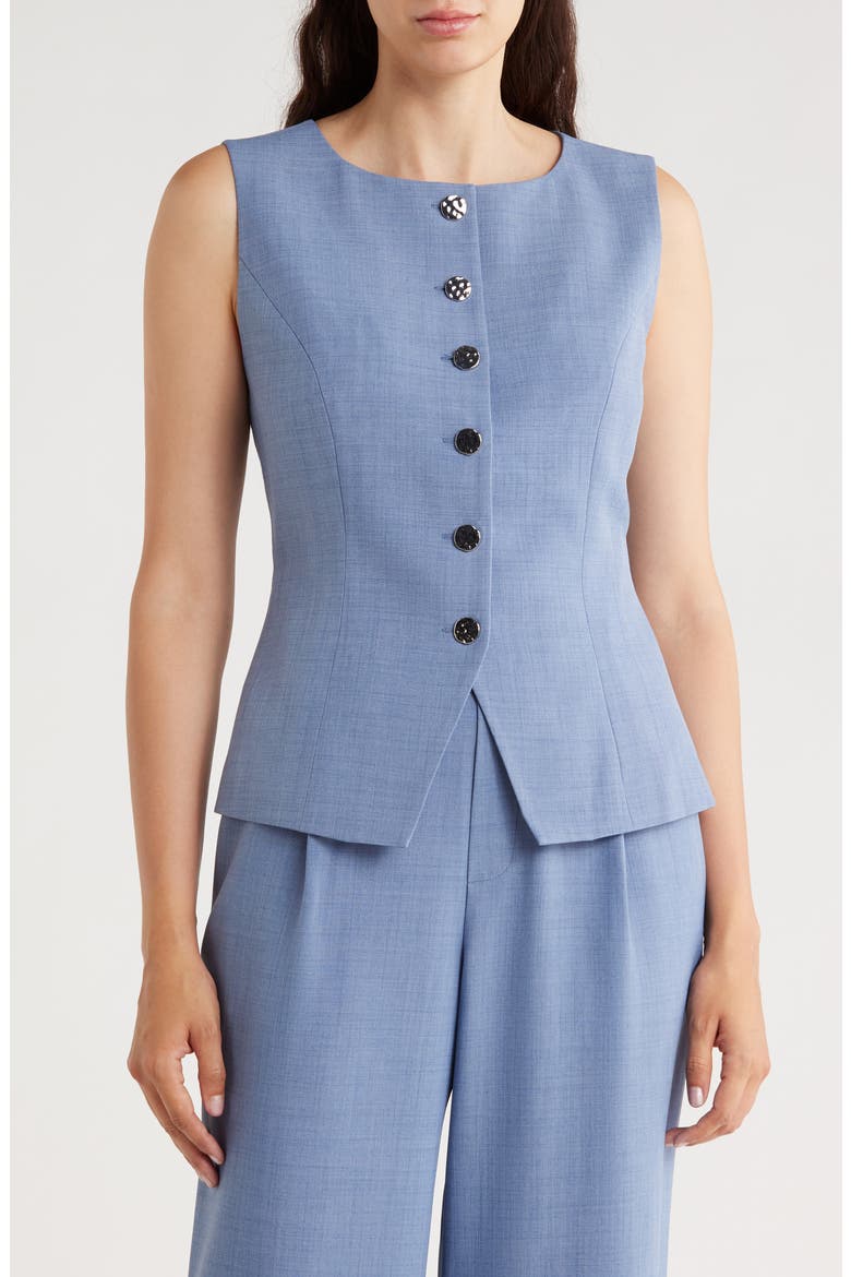 Hammered Button-Up Vest, Main, color, INDIGO MELANGE