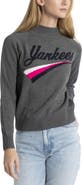 LUSSO Women's Lusso  Gray New York Yankees Serena Raglan Pullover Sweater