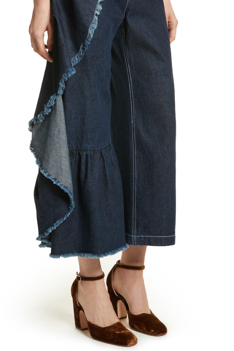 Revel Ruffle Pants, Alternate, color, DARK INDIGO