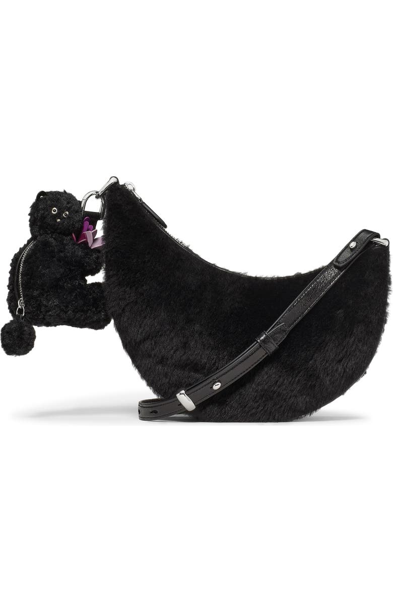 Kate Spade New York duo genuine shearling crossbody bag with bear zip pouch, Main, color,