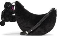 Kate Spade New York duo genuine shearling crossbody bag with bear zip pouch