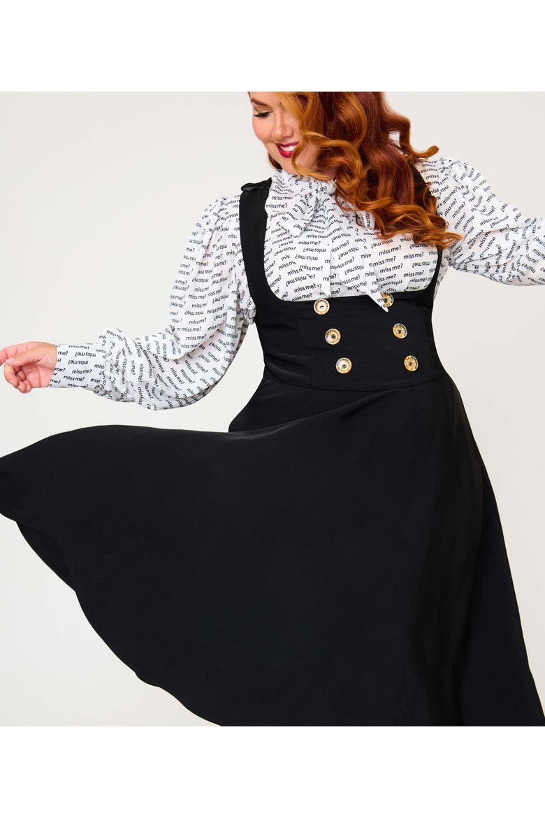 Plus Size Corset Pinafore Skirt, Alternate, color, Black Solid