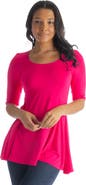 24seven Comfort Apparel Elbow Sleeve Swing Tunic Top