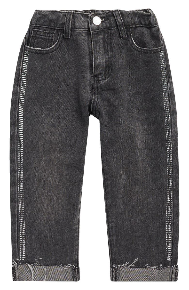 Doe A Dear Kids' Rhinestone Stripe Jeans, Main, color, Black
