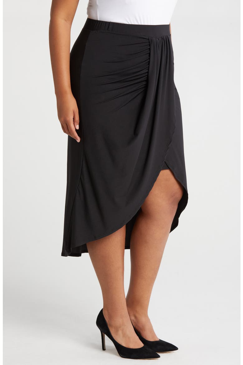 Draped Wrap Skirt, Alternate, color, BLACK