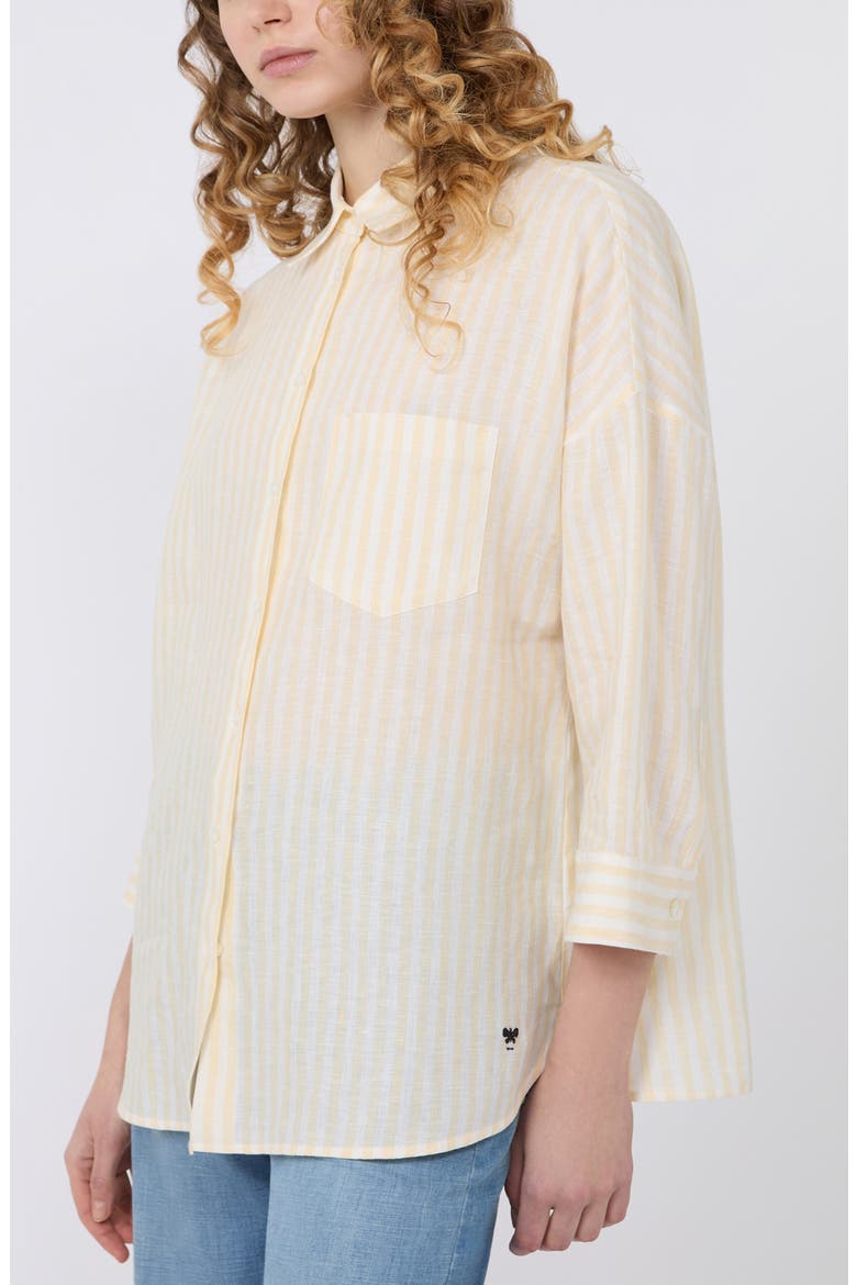 Stripe Linen Shirt, Alternate, color, LIGHT YELLOW
