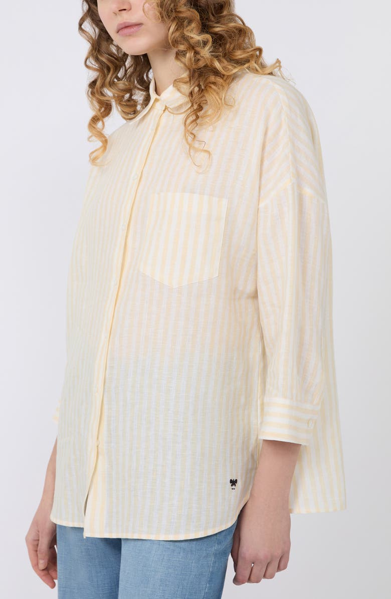 Weekend Max Mara Stripe Linen Shirt, Alternate, color, Light Yellow