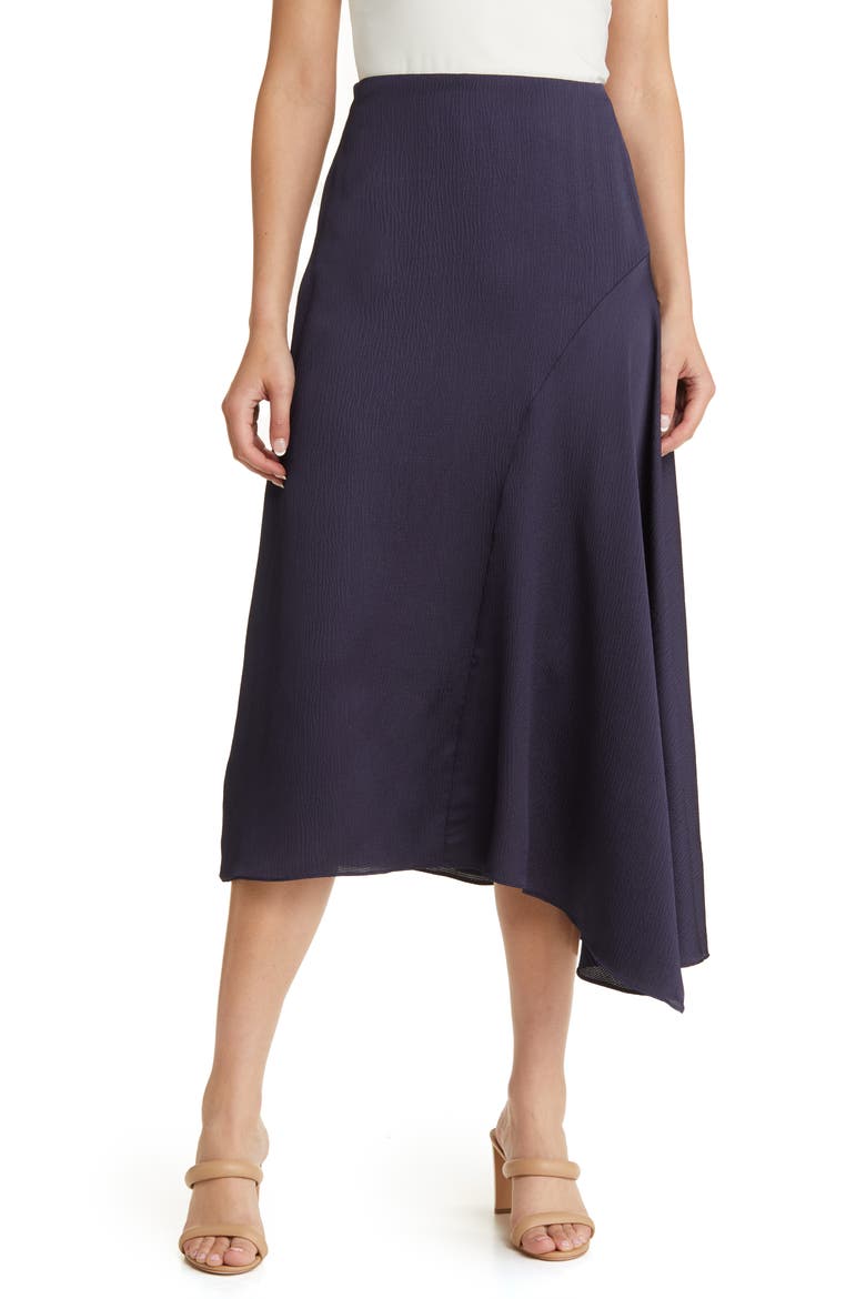 Francic Waterfall Satin Skirt, Main, color, NAVY