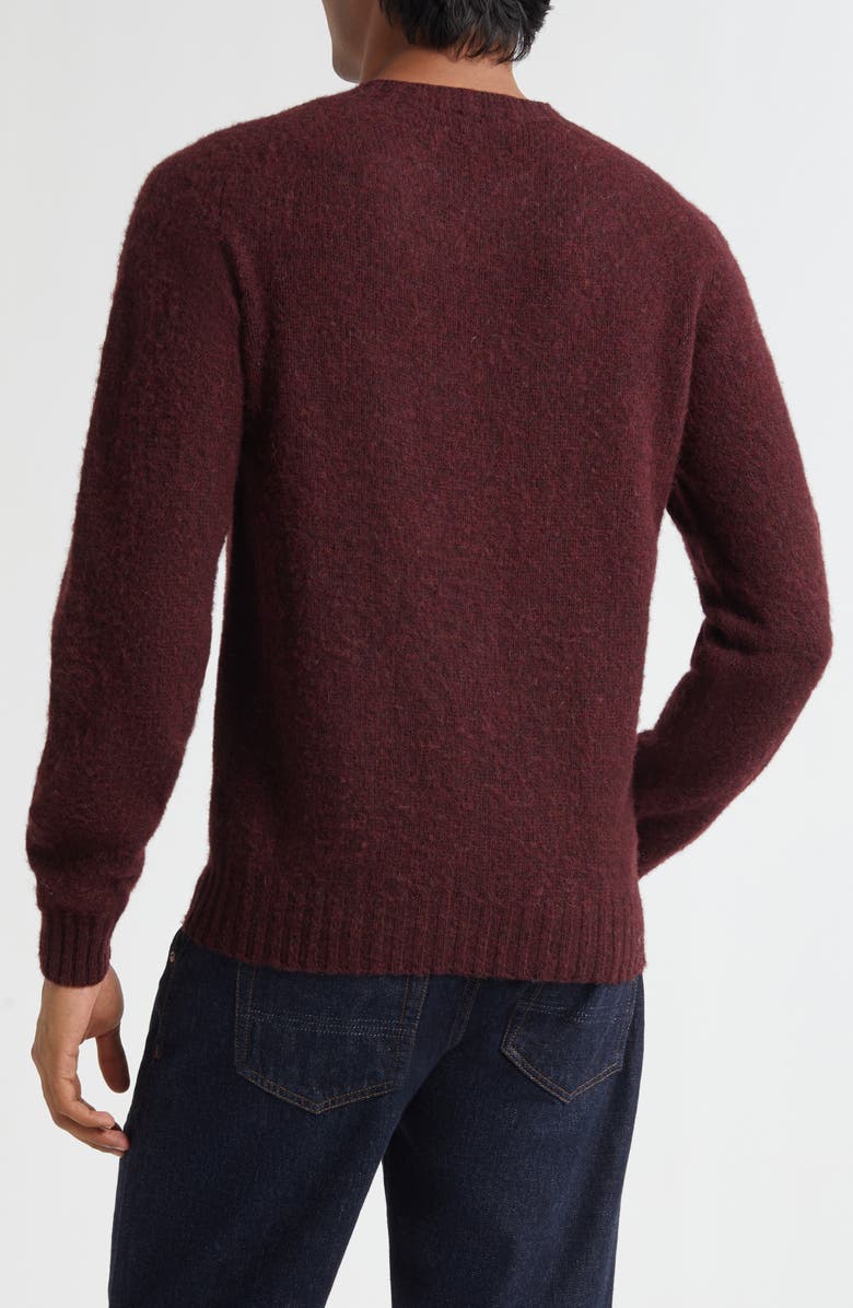 Drake's Brushed Shetland Lambswool Crewneck Sweater, Alternate, color, Burgundy