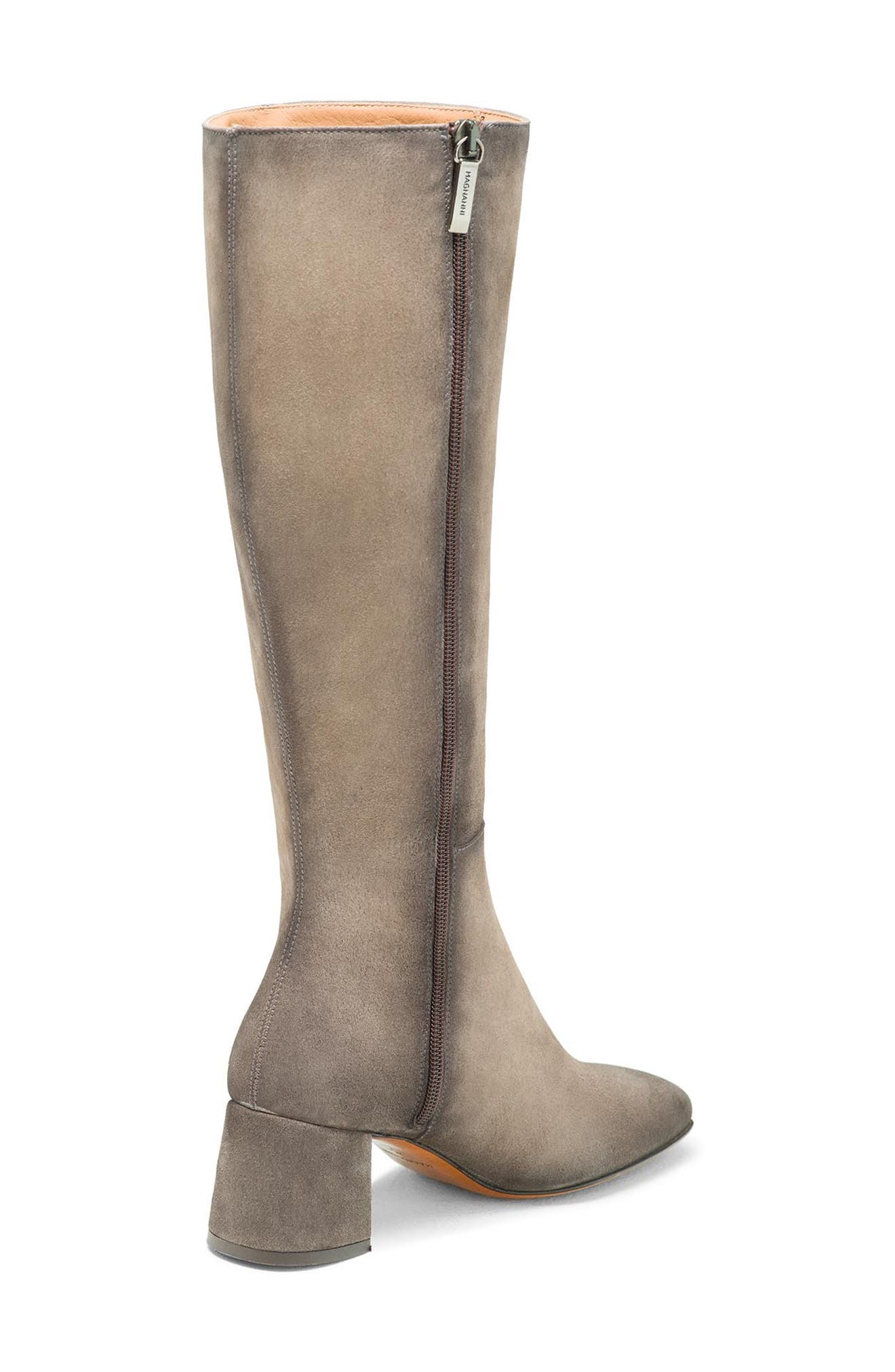 Magnanni Loni Block Heel Boot, Alternate, color, Grey Suede