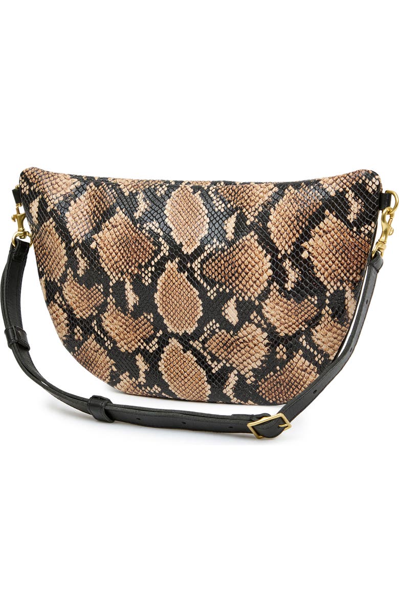Clare V. Grande Snakeskin Embossed Leather Belt Bag, Alternate, color, Tan