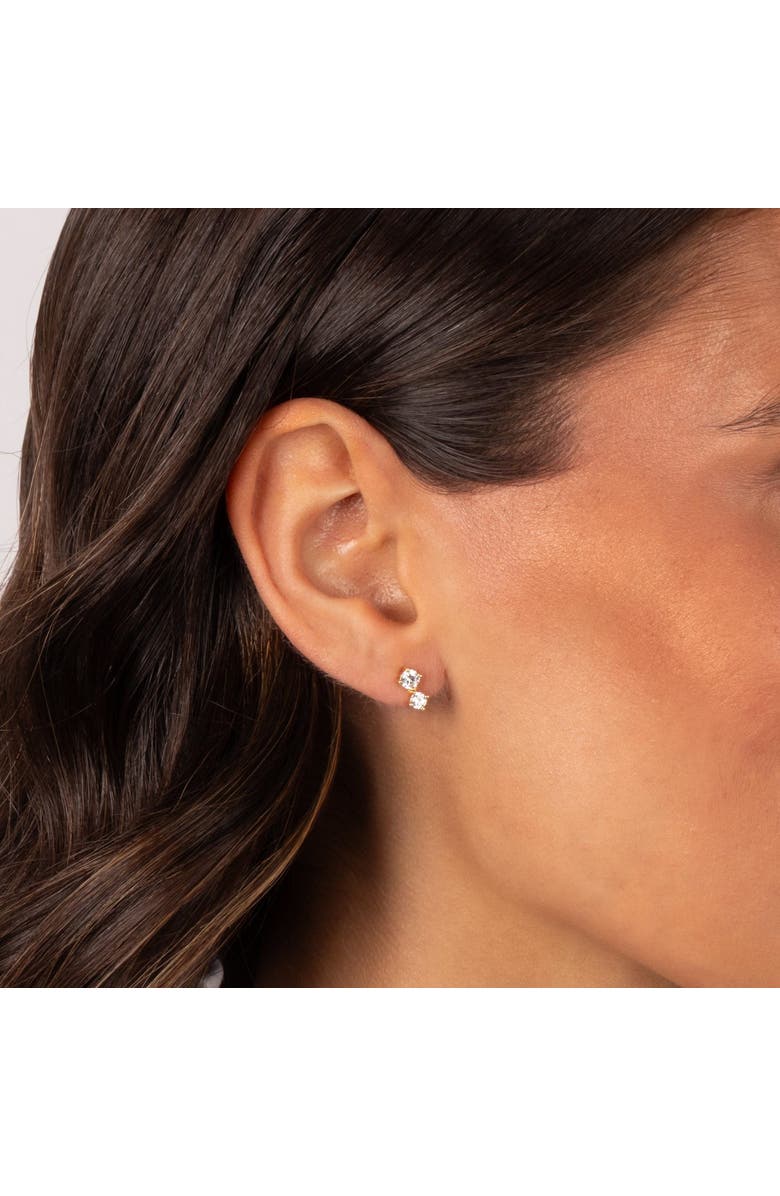 BY ADINA EDEN Double CZ Stud Earring, Alternate, color, Gold