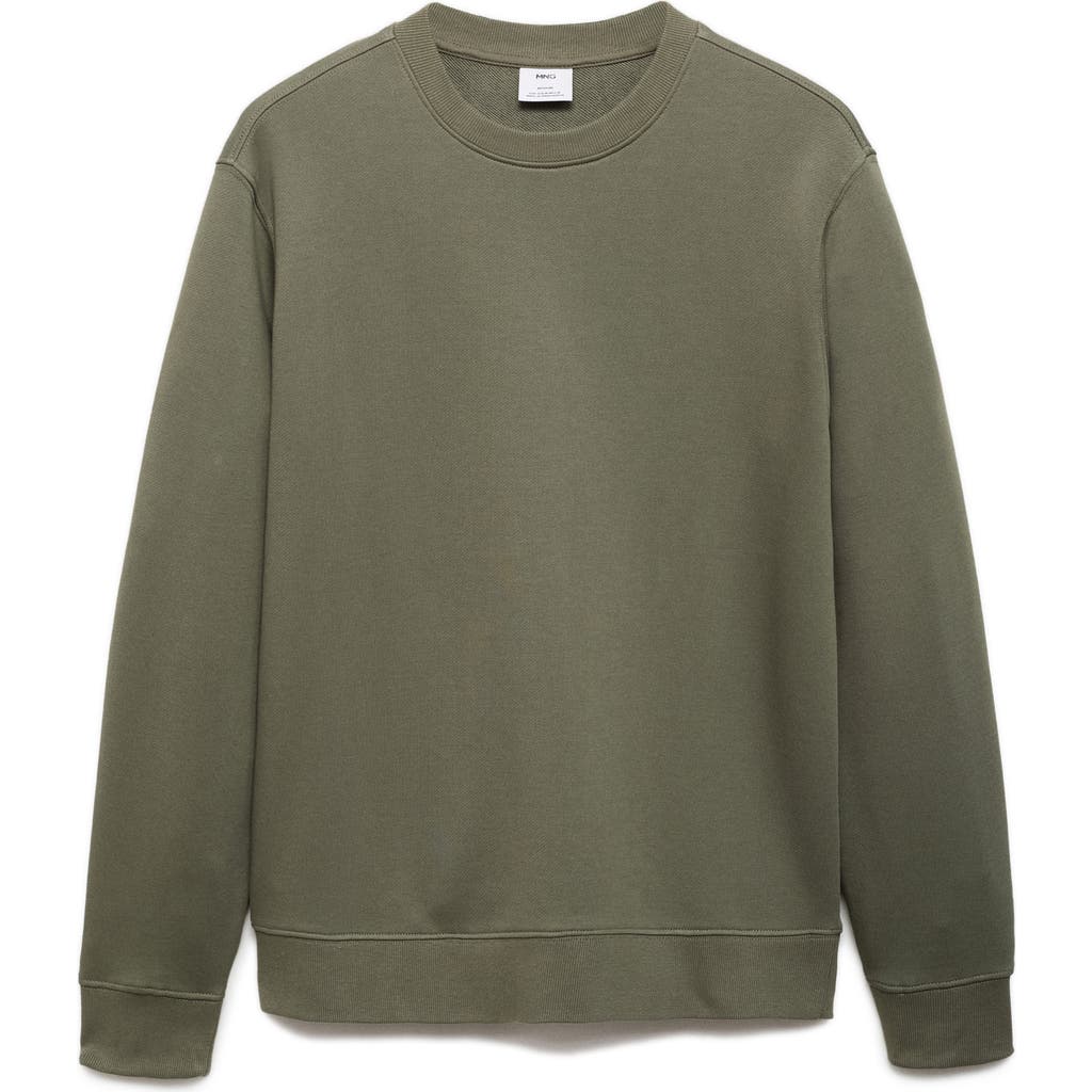 Mango Regular Fit Cotton Sweatshirt In Medium Green