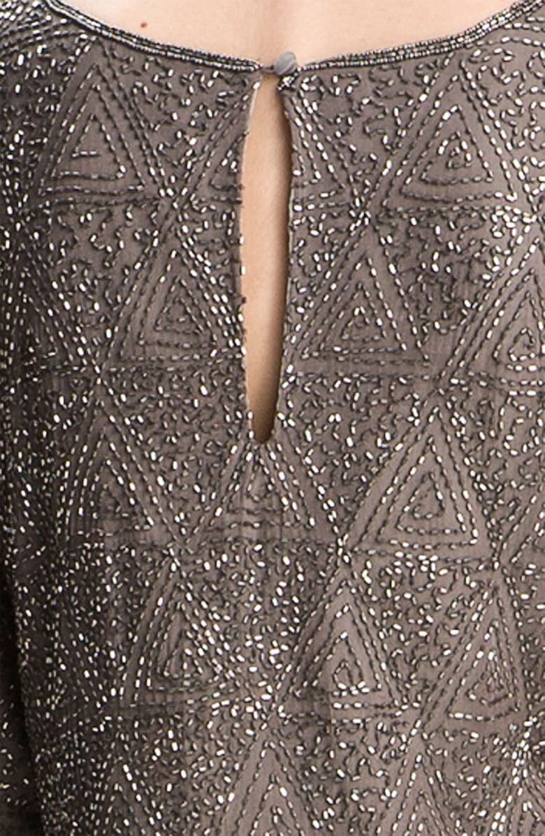 Pisarro Nights Beaded Split Sleeve Silk Shift Dress, Alternate, color, 