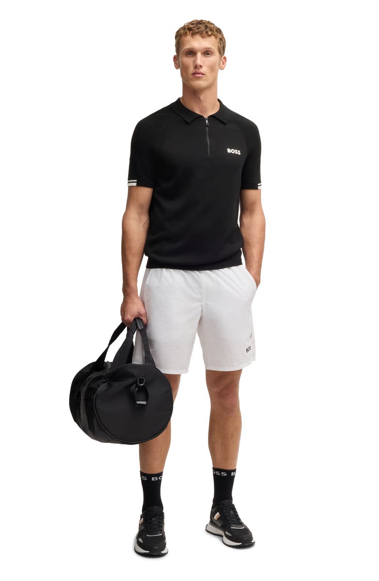 BOSS Perform-Max Quarter-Zip Polo Sweater, Alternate, color, Black