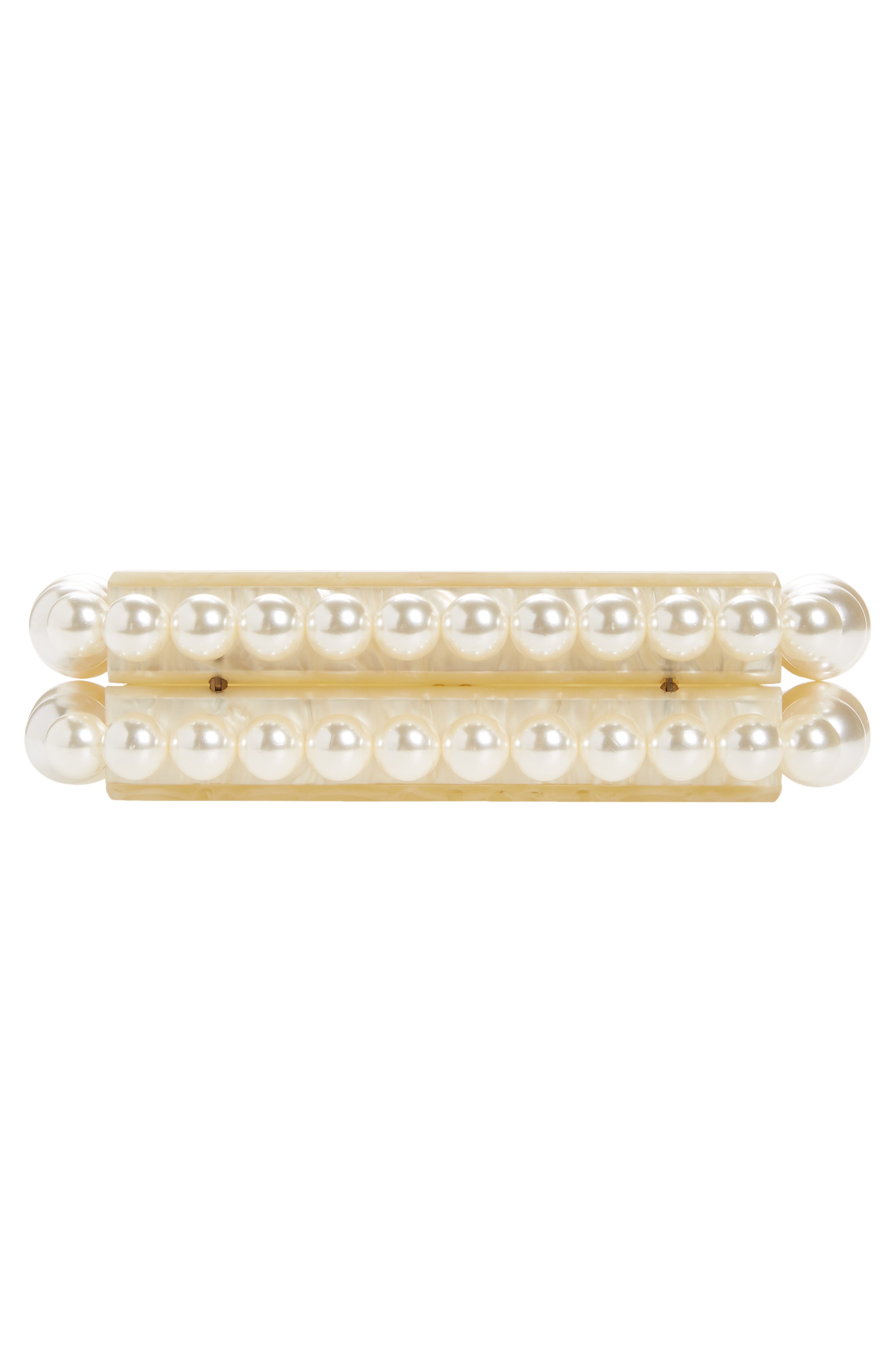Cult Gaia Eos Beaded Acrylic Box Clutch, Alternate, color, Ivory