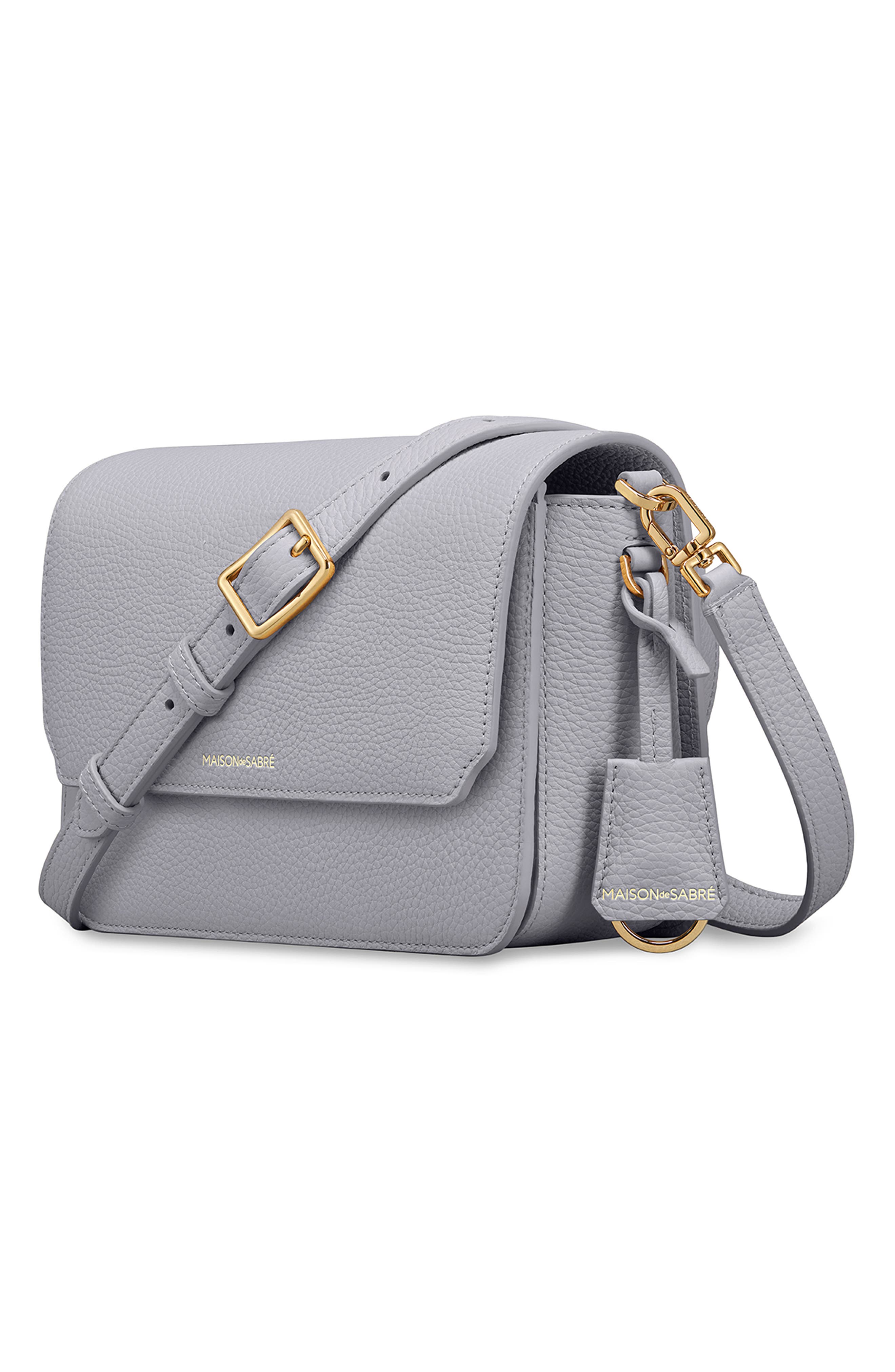 Medium Leather Flap Bag, Alternate, color, Dove Grey
