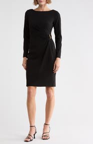 DKNY Ruched Long Sleeve Sheath Dress