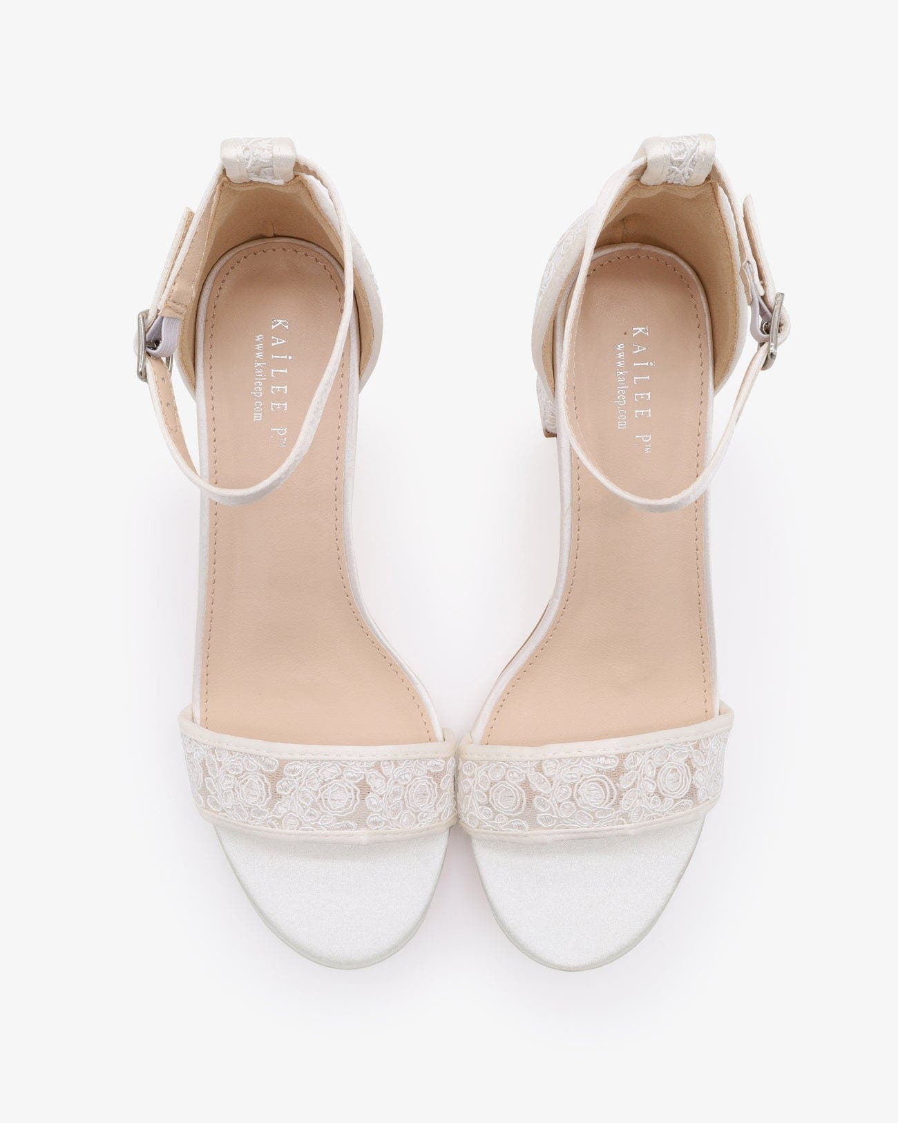 Kailee P Jackie Crochet Lace Block Heel Wedding Sandals, Alternate, color, White