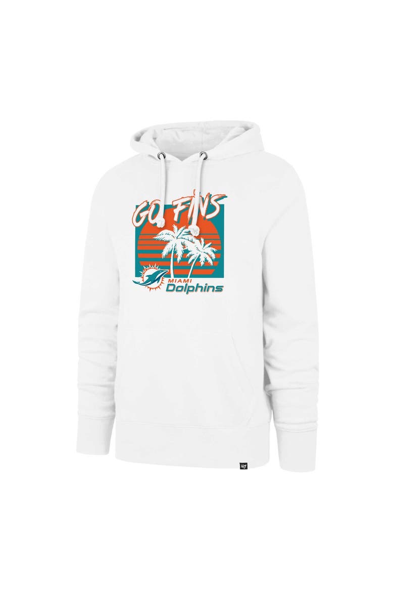 Men's '47 White Miami Dolphins Go Fins Regional Headline Pullover Hoodie, Alternate, color, White