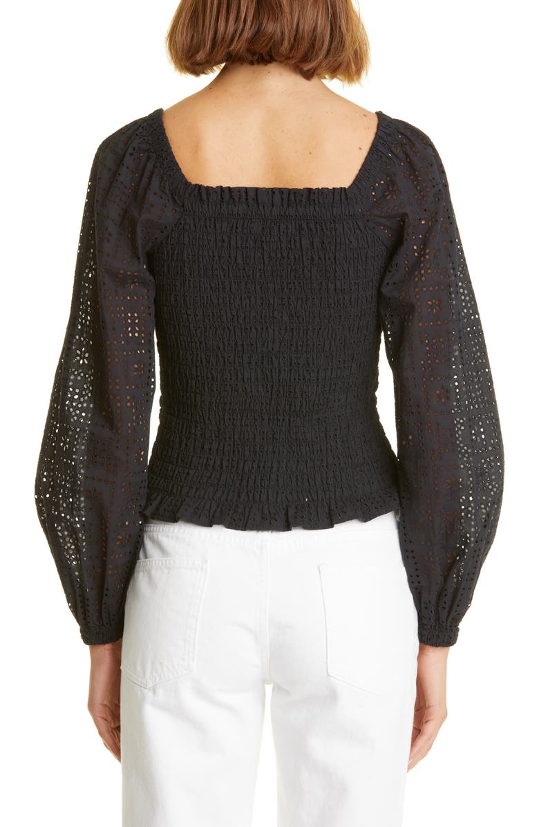 Nordstrom Signature Smocked Eyelet Top, Alternate, color, 