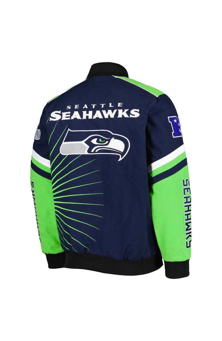 G-III SPORTS BY CARL BANKS Men's G-III Sports by Carl Banks Navy Seattle Seahawks Extreme Redzone Full-Snap Varsity Jacket, Alternate, color, 