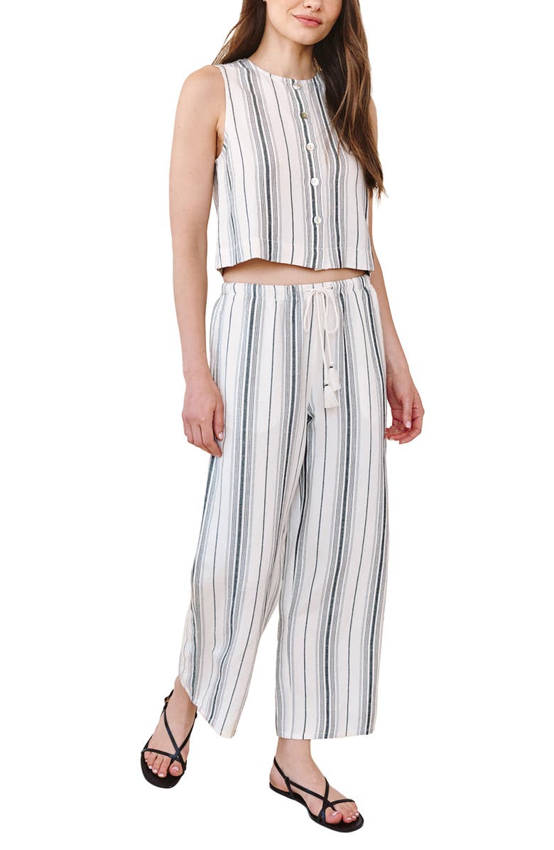 Bella Dahl Stripe Sleeveless Half Placket Crop Pullover, Alternate, color, Boardwalk Stripe