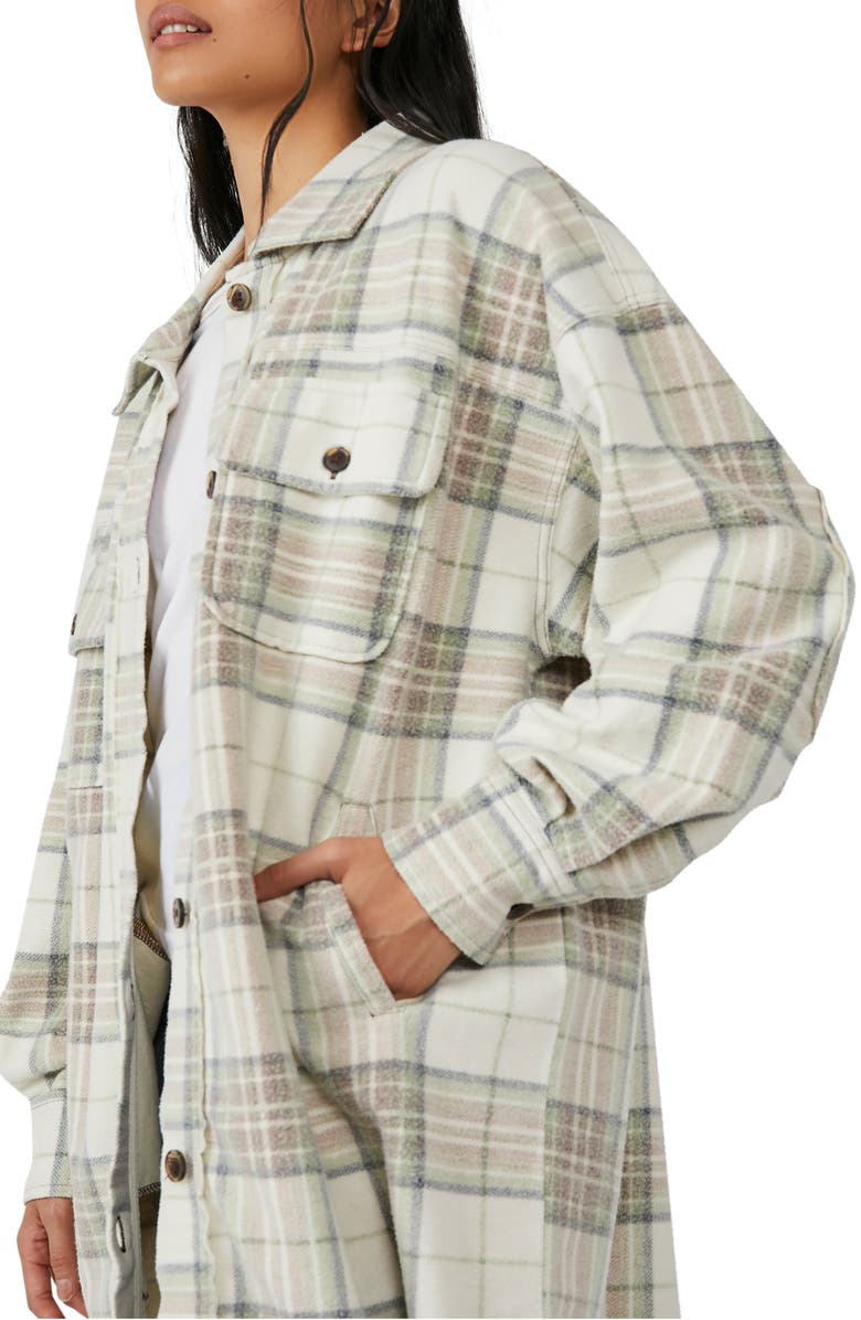 Free People Ruby Plaid Long Button-Up Jacket, Alternate, color,