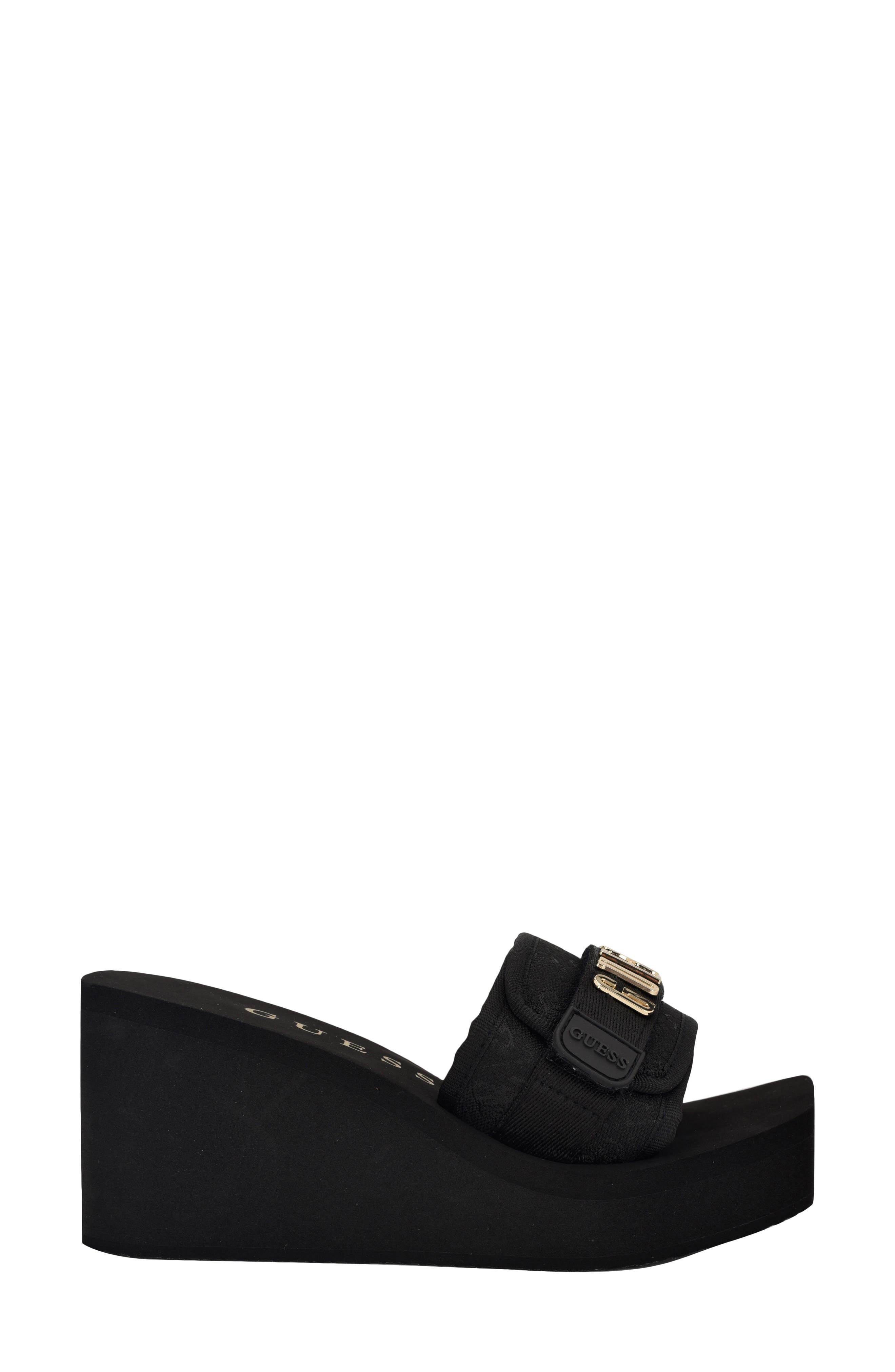 GUESS Dellean Platform Wedge Sandal, Alternate, color, Black