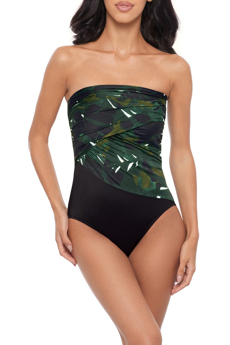 Palmetto Goddess Convertible Strap One-Piece Swimsuit, Alternate, color, GREEN MULTI