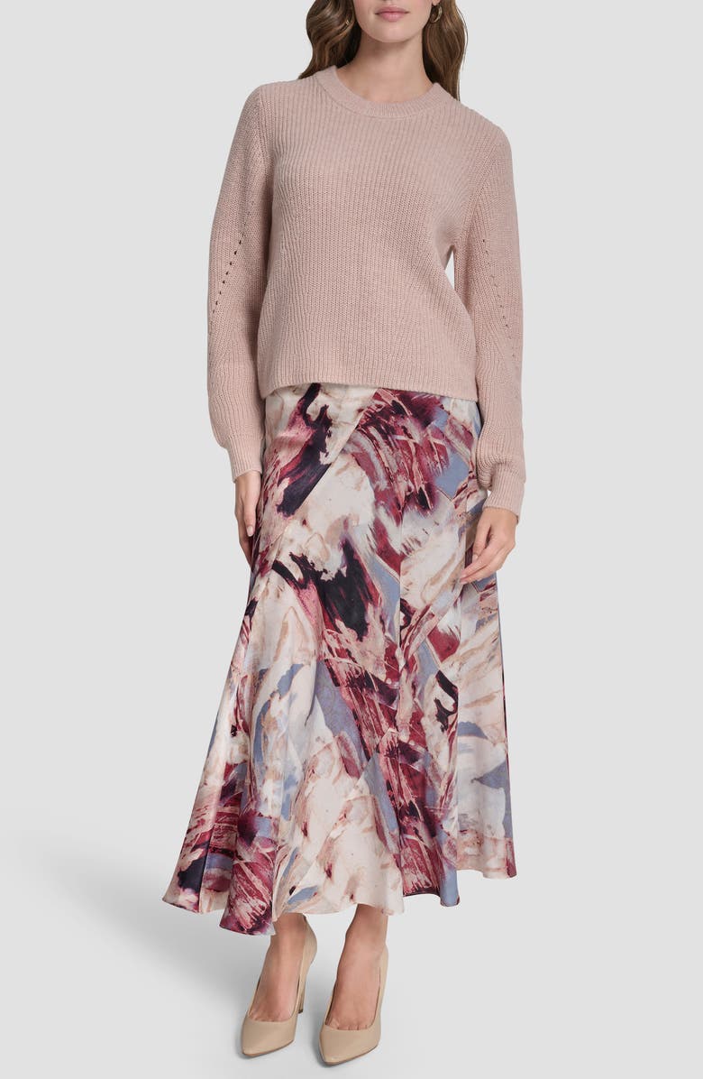 DKNY Rib Cotton Blend Sweater, Alternate, color, Cameo