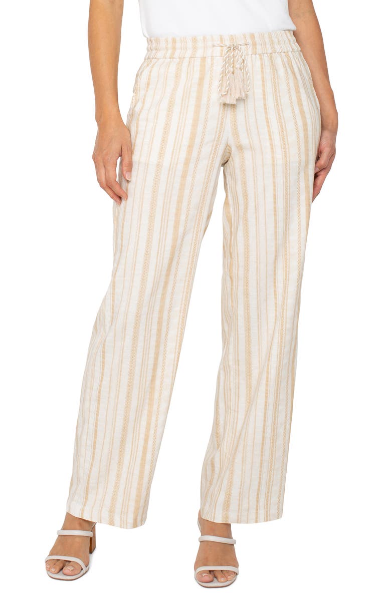 Liverpool Los Angeles Stripe Wide Leg Linen Blend Pants, Main, color, 