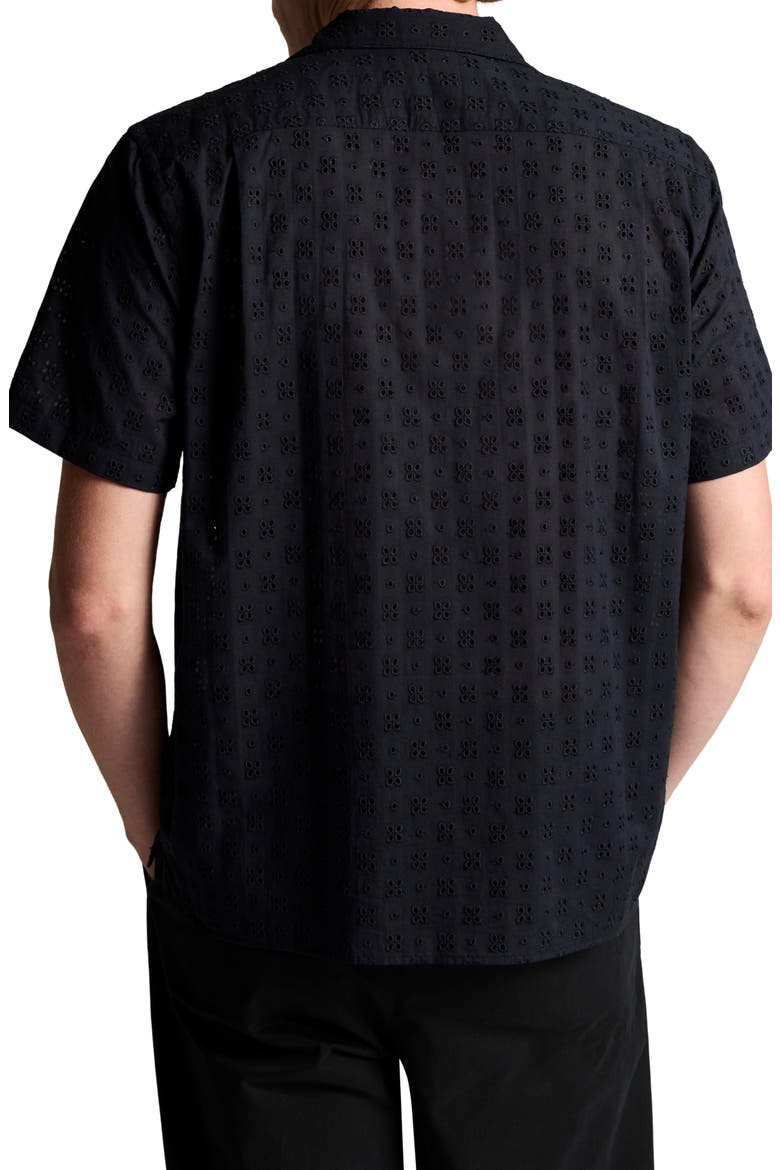 Floral Eyelet Cotton Camp Shirt, Alternate, color, COASTAL