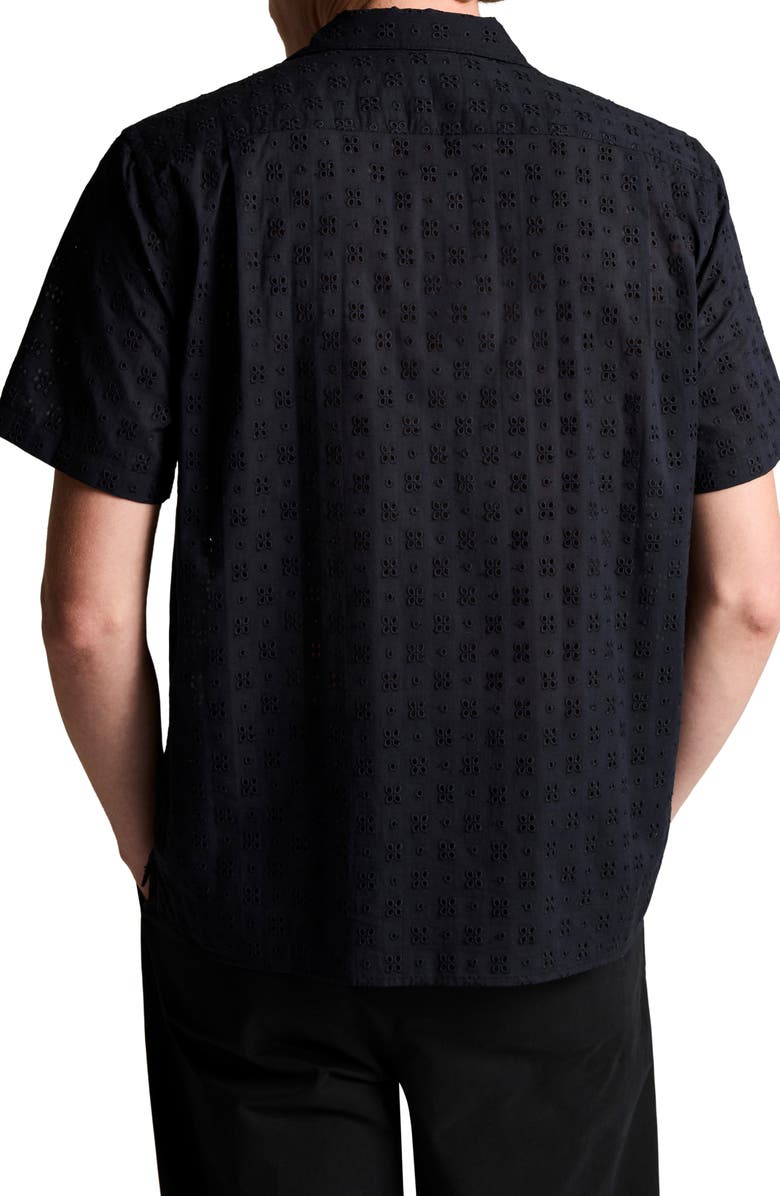 Vince Floral Eyelet Cotton Camp Shirt, Alternate, color, Coastal