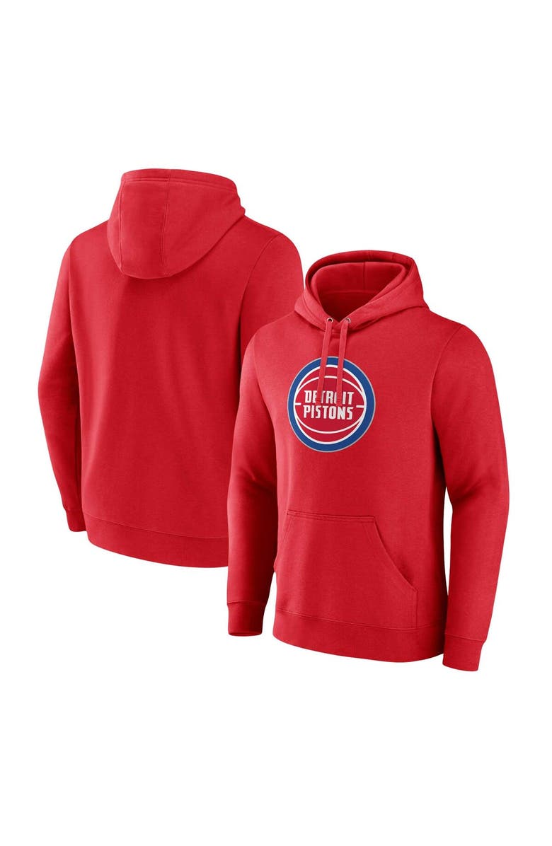 FANATICS Men's Fanatics Branded  Red Detroit Pistons Primary Logo Pullover Hoodie, Alternate, color, 