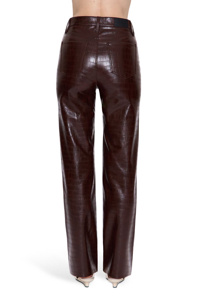 Cassie Embossed Faux Leather Flare Pants, Alternate, color, TOBACCO CROC