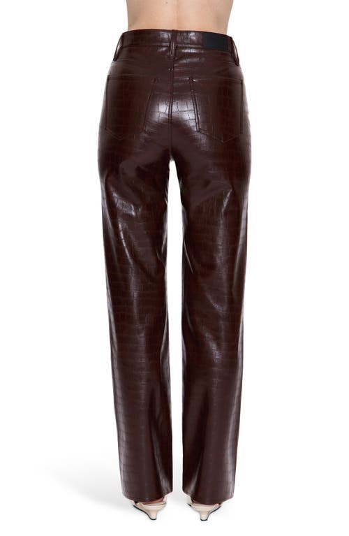 Pistola Cassie Embossed Faux Leather Flare Pants In Brown