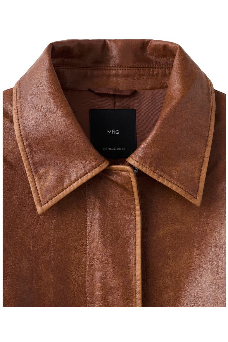 Faux Leather Jacket with Removable Faux Shearling Collar, Alternate, color, BROWN
