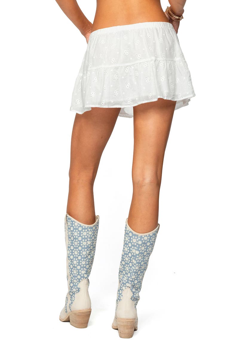Dora Eyelet Ruffle Miniskirt, Alternate, color, WHITE