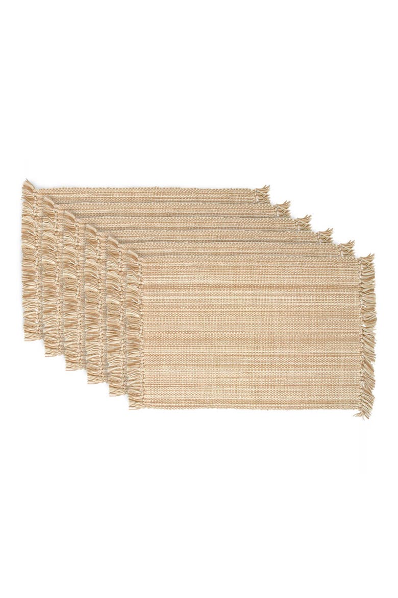Variegated Fringe Set of 4 Placemats, Main, color, TAN