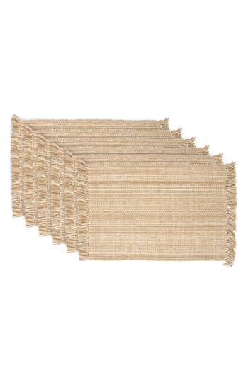 Design Imports Variegated Fringe Set Of 4 Placemats In Brown
