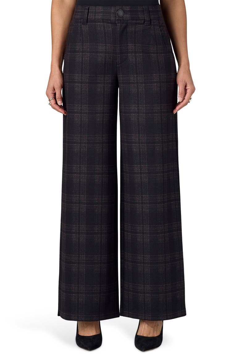 Whitney Skyrise Plaid Wide Leg Trousers, Main, color, BLACK/ WHEAT