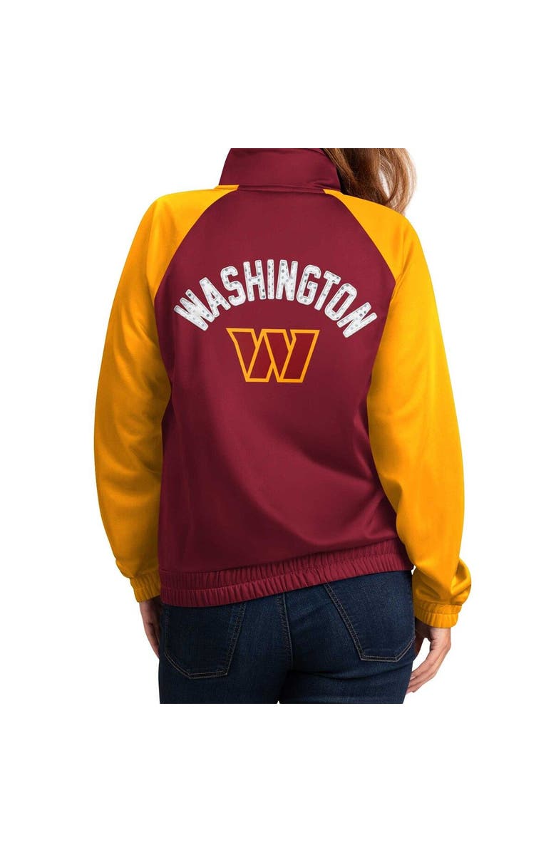 G-III 4HER BY CARL BANKS Women's G-III 4Her by Carl Banks Burgundy/Gold Washington Commanders Confetti Raglan Full-Zip Track Jacket, Alternate, color, 